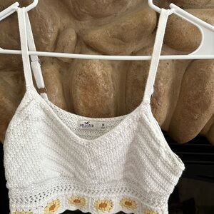 Hollister White Crochet Top with Yellow Floral Accents. Selling both tops